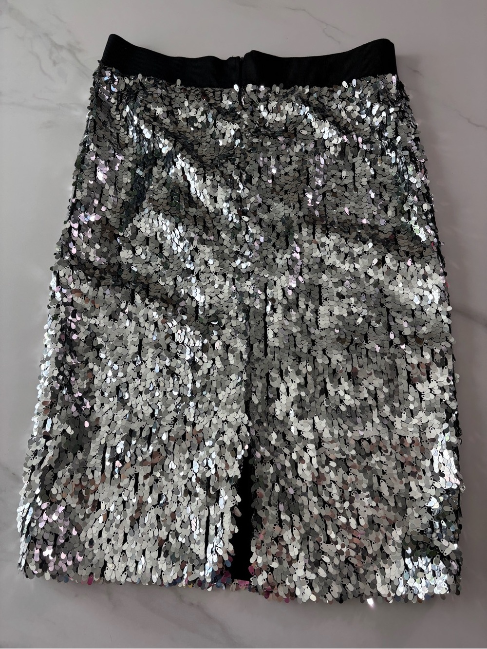 Vince Camuto Silver Sequin Skirt Sz S - Picture 4 of 10